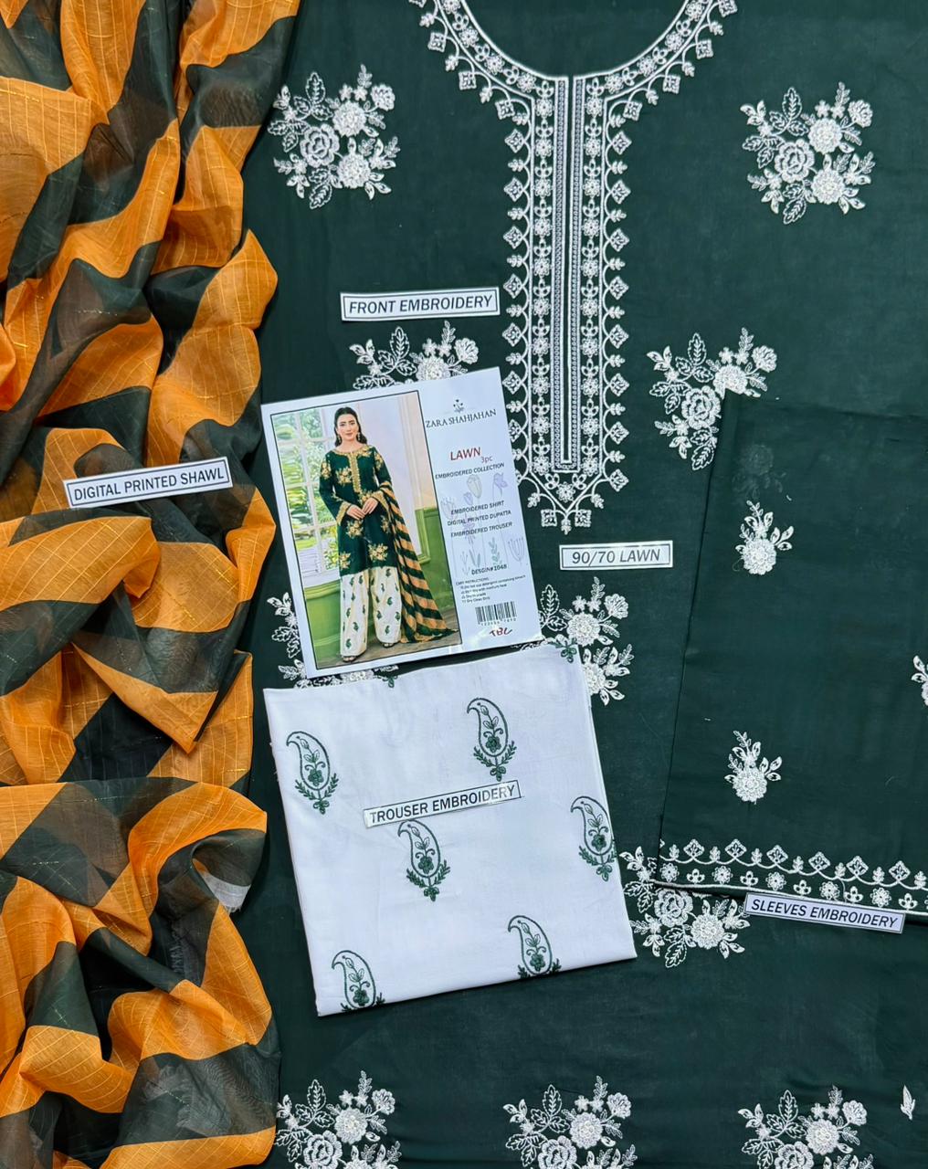 Nureh Lawn Embroidered 3 Piece | NH124