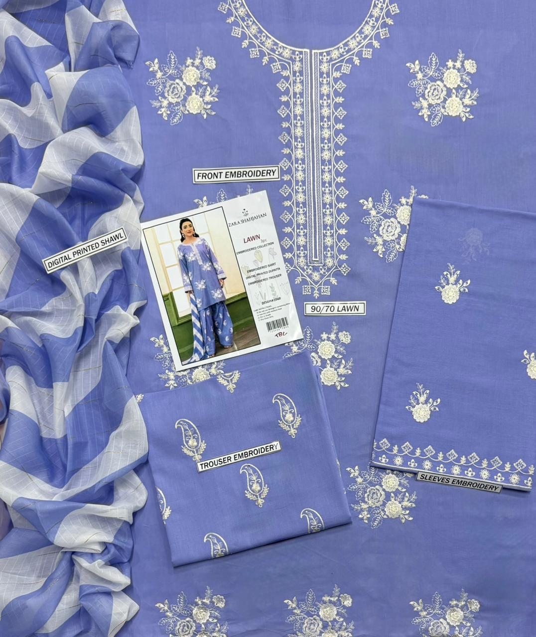 Nureh Lawn Embroidered 3 Piece | NH125