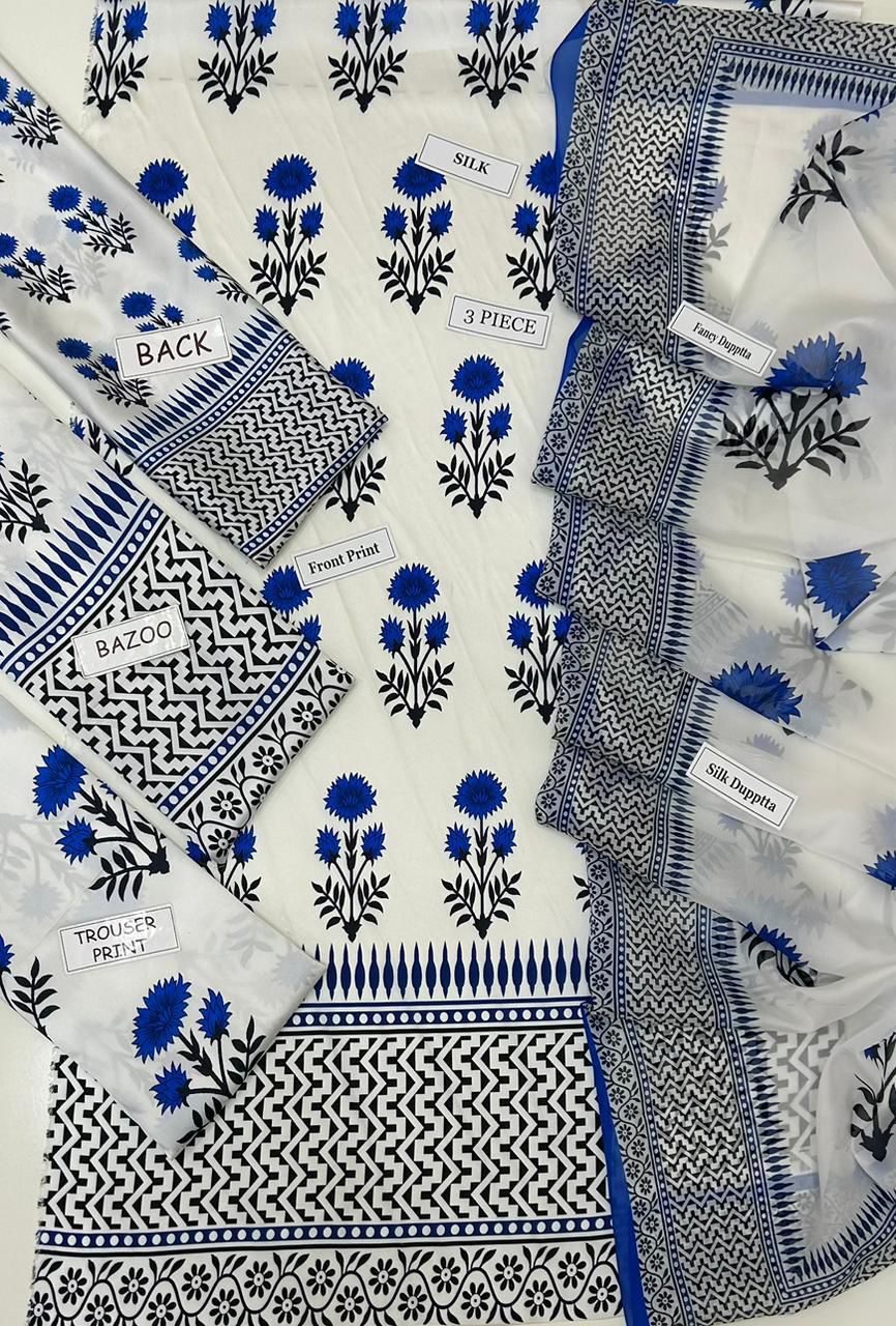 Maria B Silk Digital Printed 3 Piece | MB219