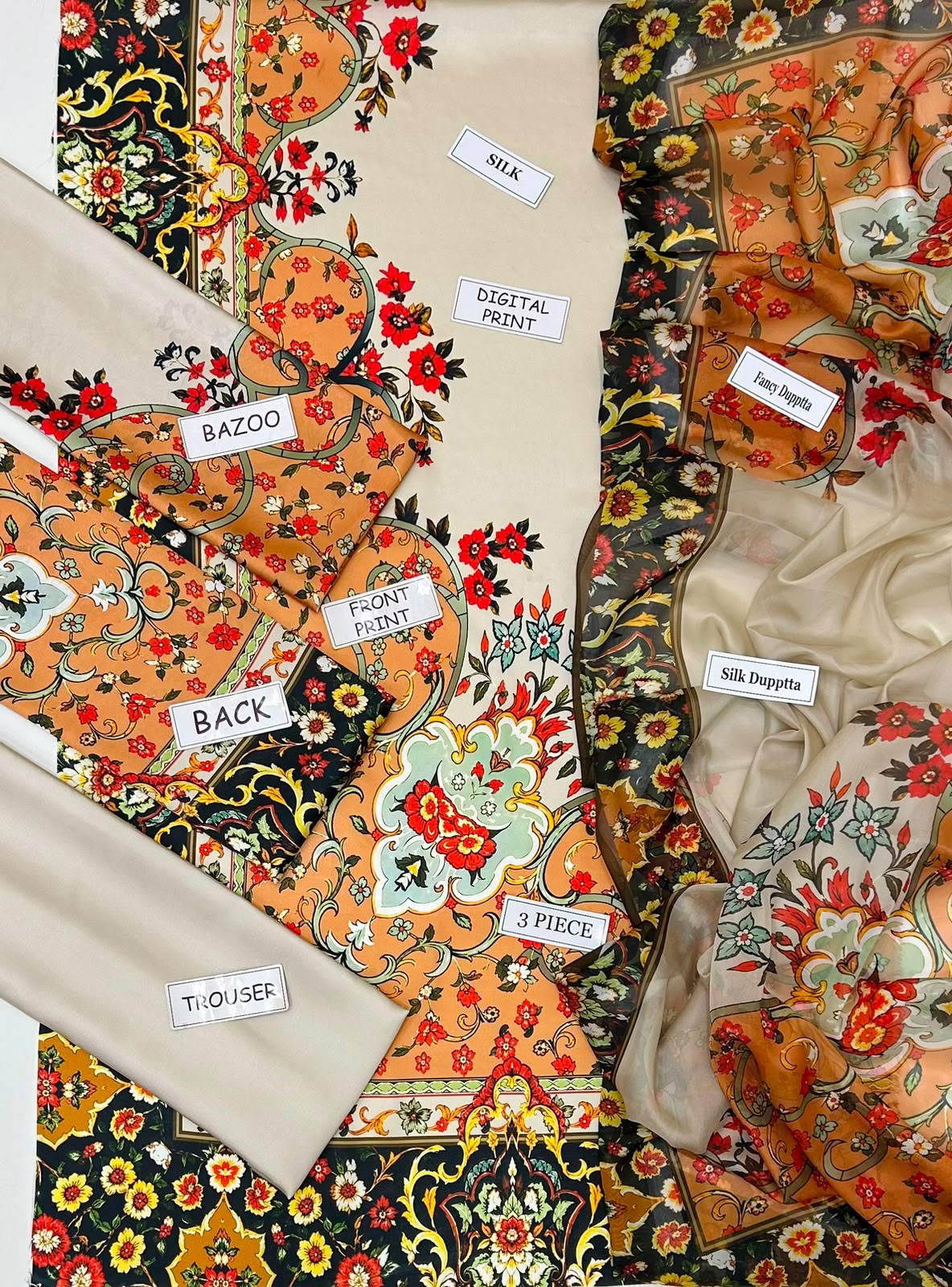 Maria B Silk Digital Printed 3 Piece | MB225