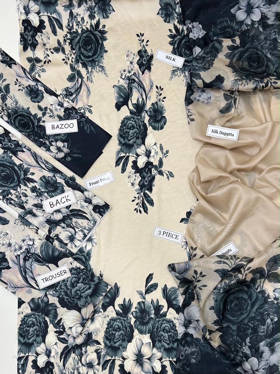 Maria B Silk Digital Printed 3 Piece | MB223
