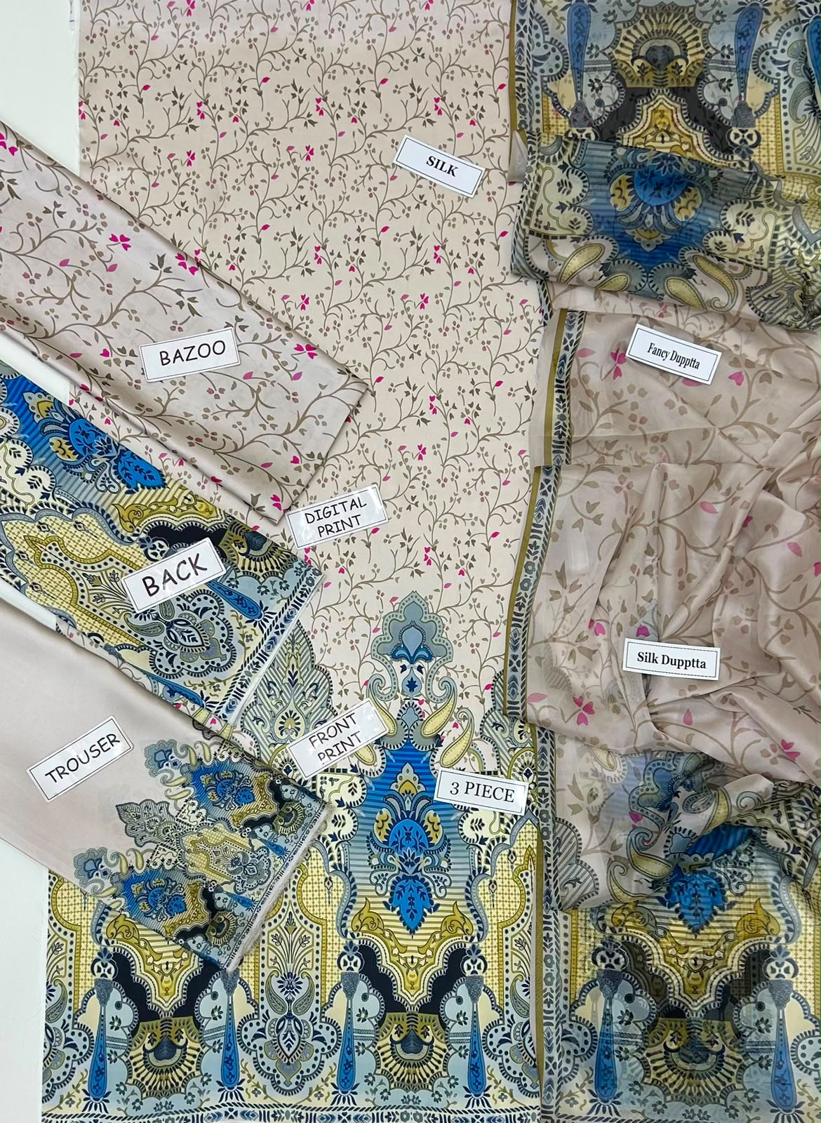 Maria B Silk Digital Printed 3 Piece | MB222