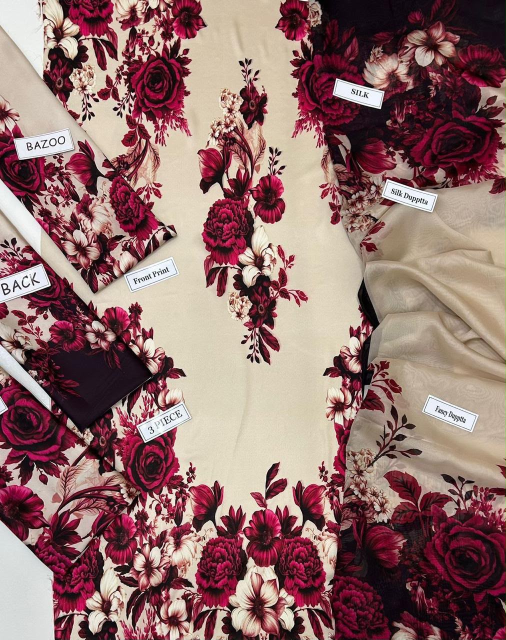 Maria B Silk Digital Printed 3 Piece | MB221