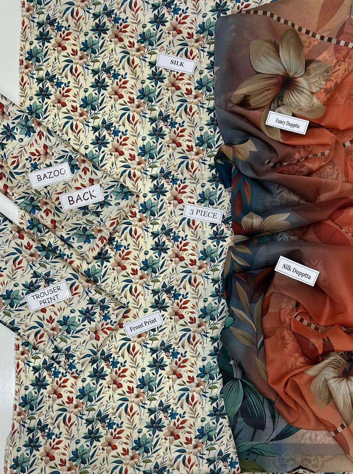 Maria B Silk Digital Printed 3 Piece | MB233