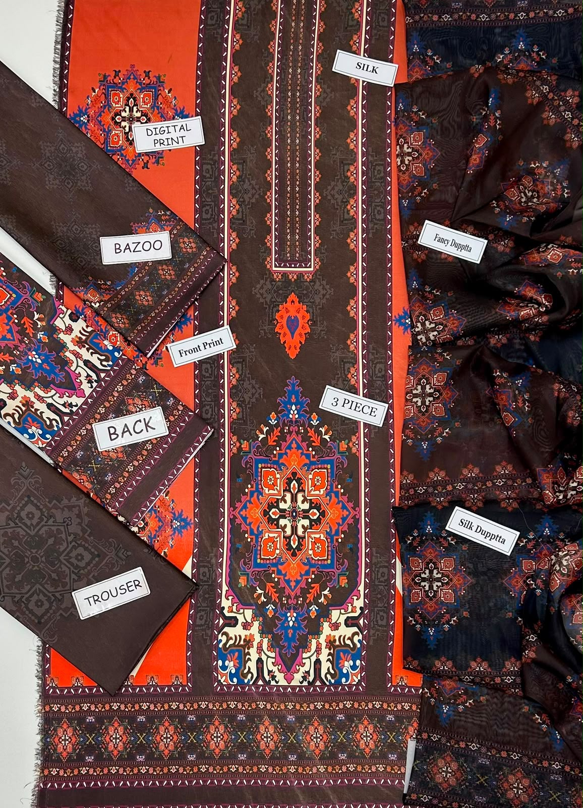 Maria B Silk Digital Printed 3 Piece | MB238