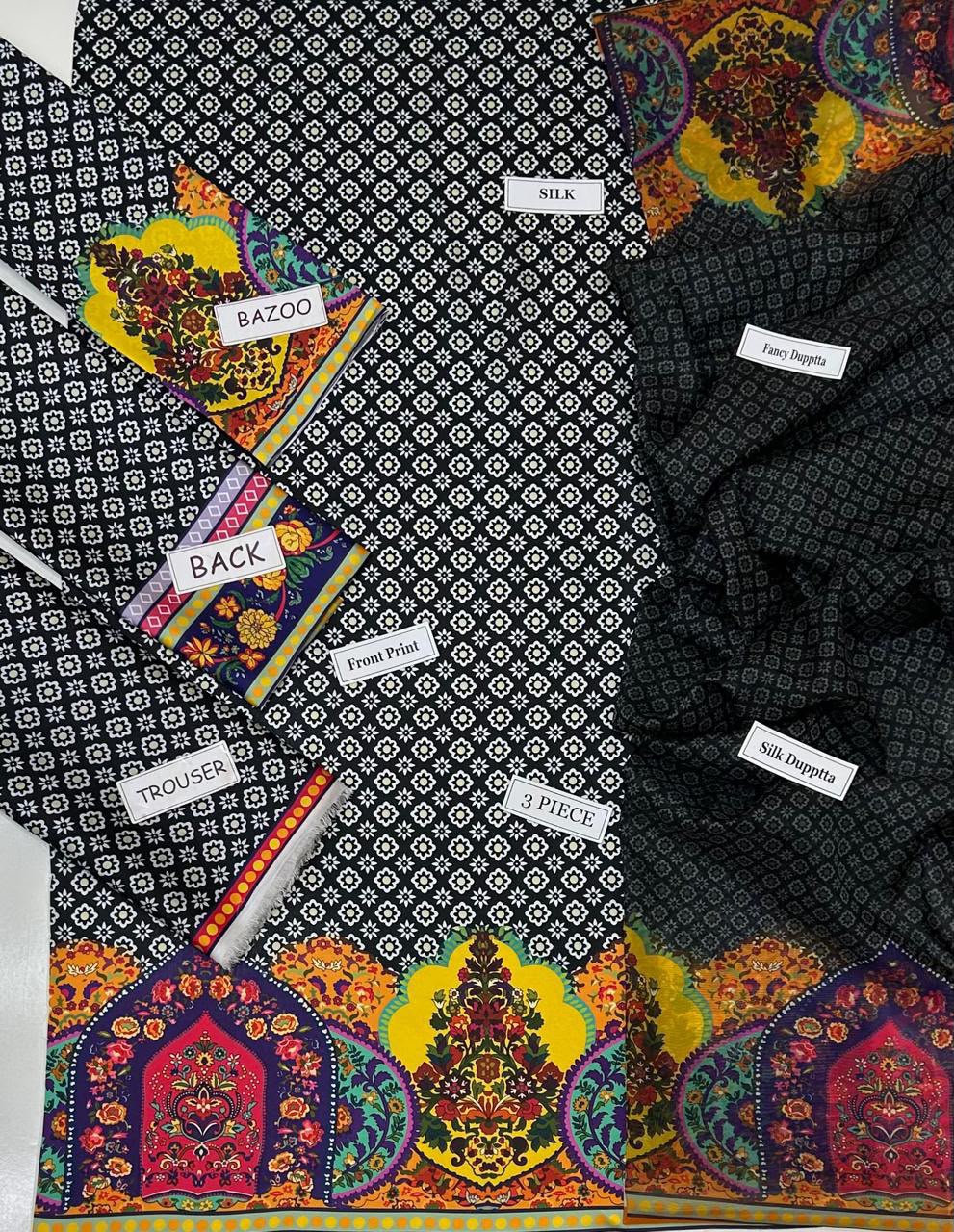 Maria B Silk Digital Printed 3 Piece | MB251