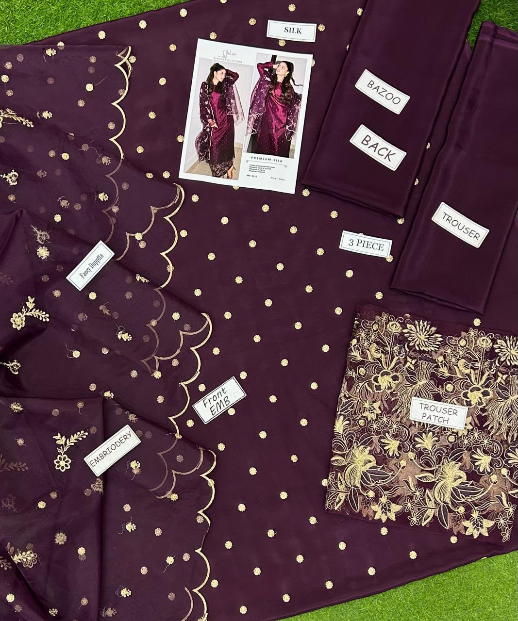 Elif Silk Embroidered 3 Piece | EF210