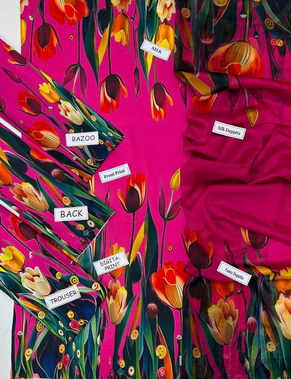 Maria B Silk Digital Printed 3 Piece | MB247