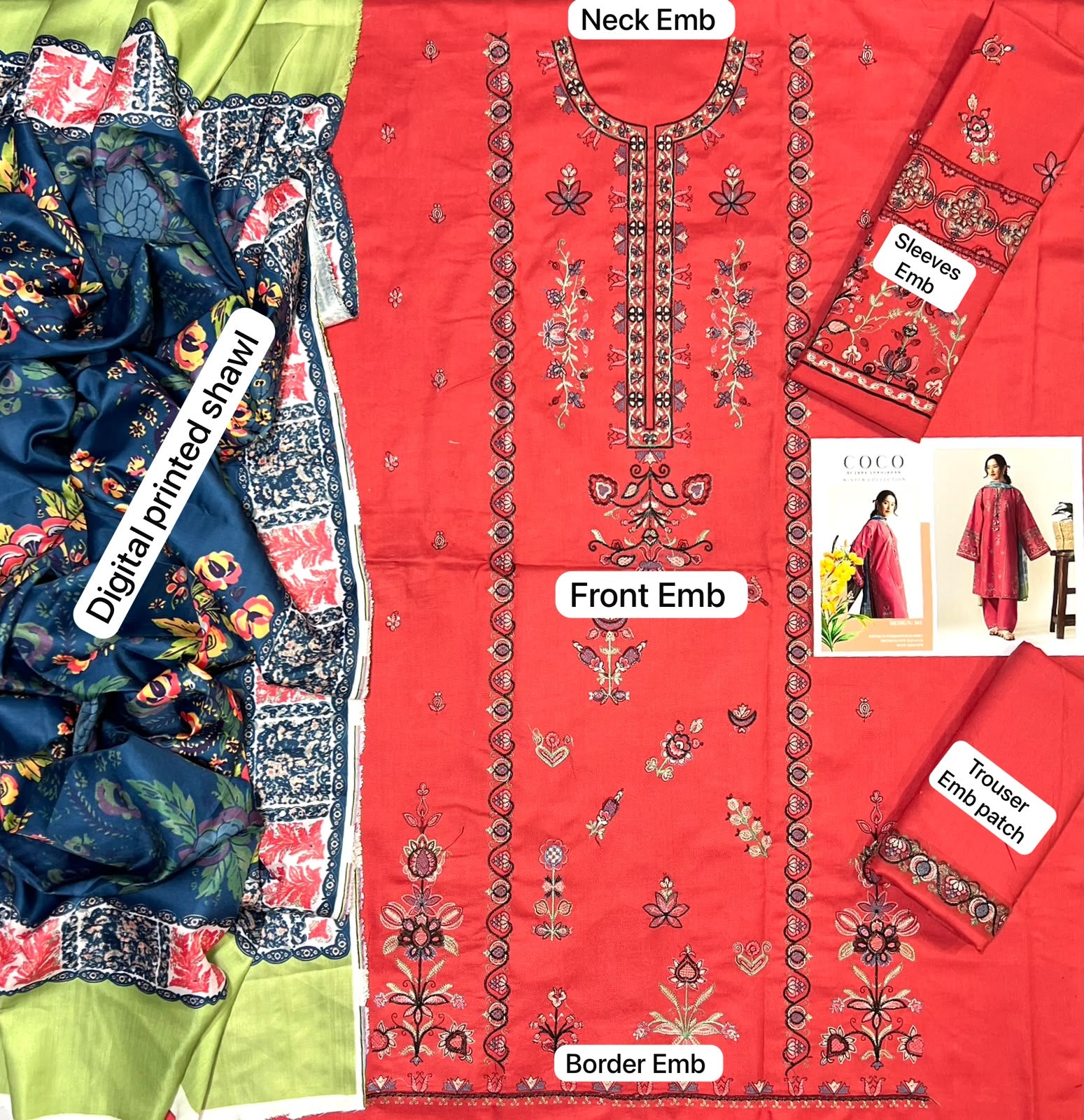 Zara Dhanak Embroidered 3 Piece | RZ402