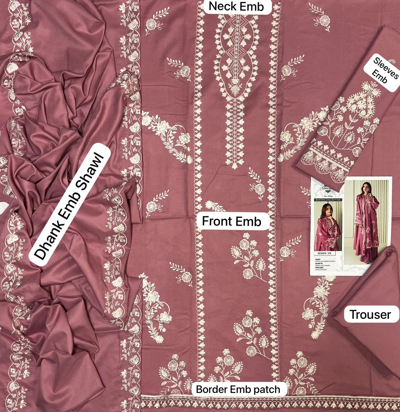 Cross Stitch Dhanak Embroidered 3 Piece | CS701