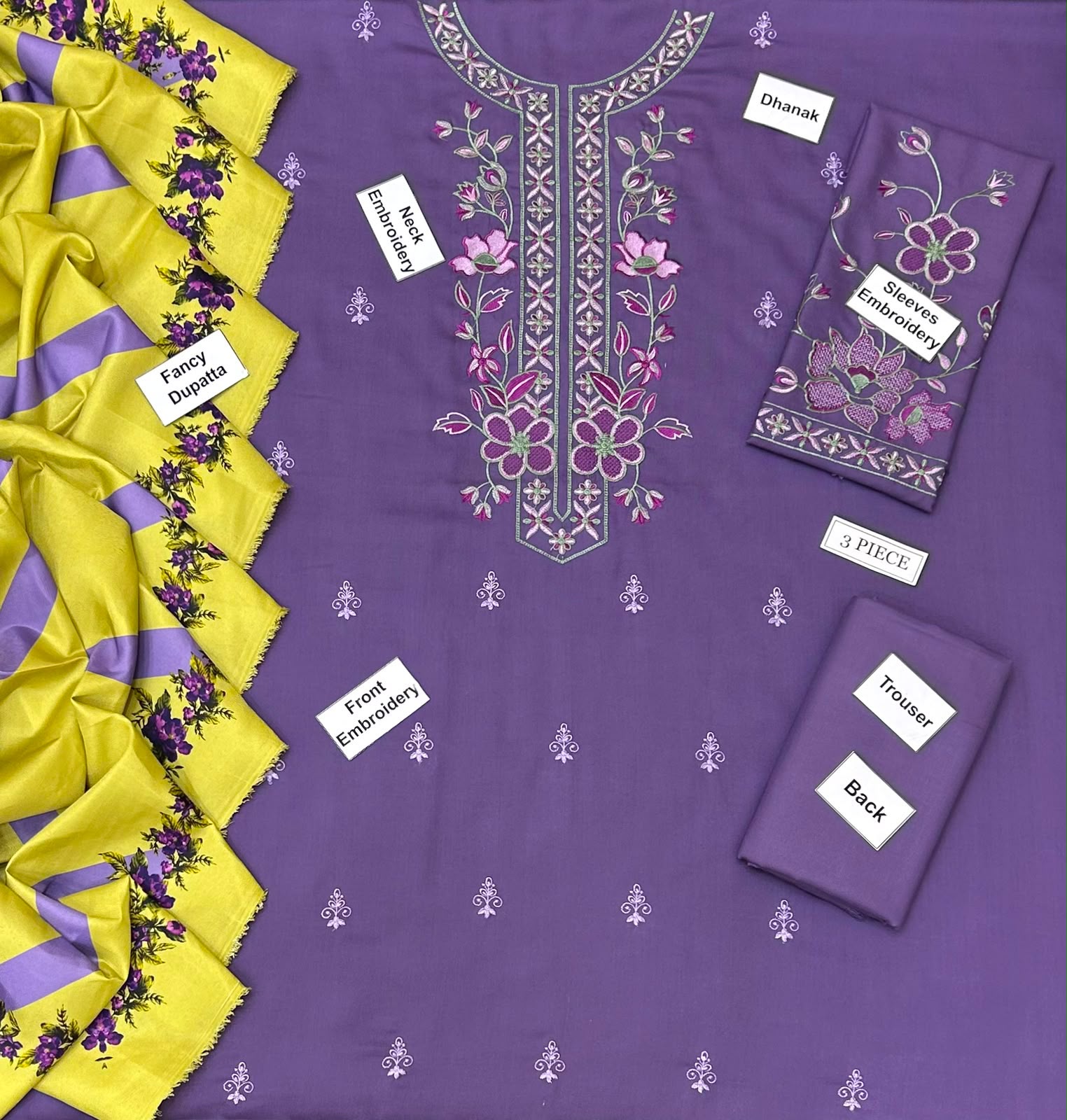 Arsh Dhanak Embroidered 3 Piece | AH101