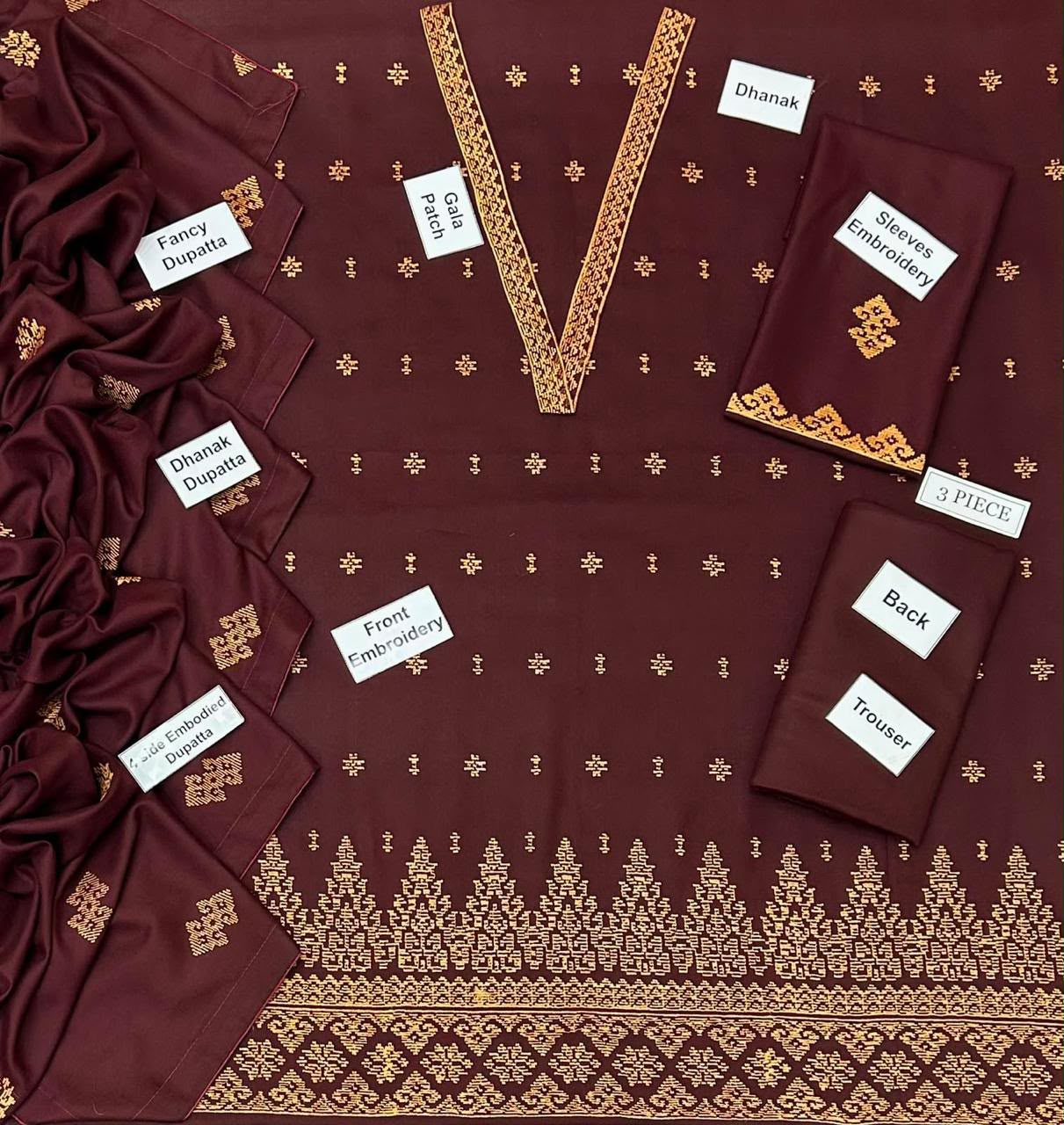 Bareeza Dhanak Embroidered 3 Piece | BA305