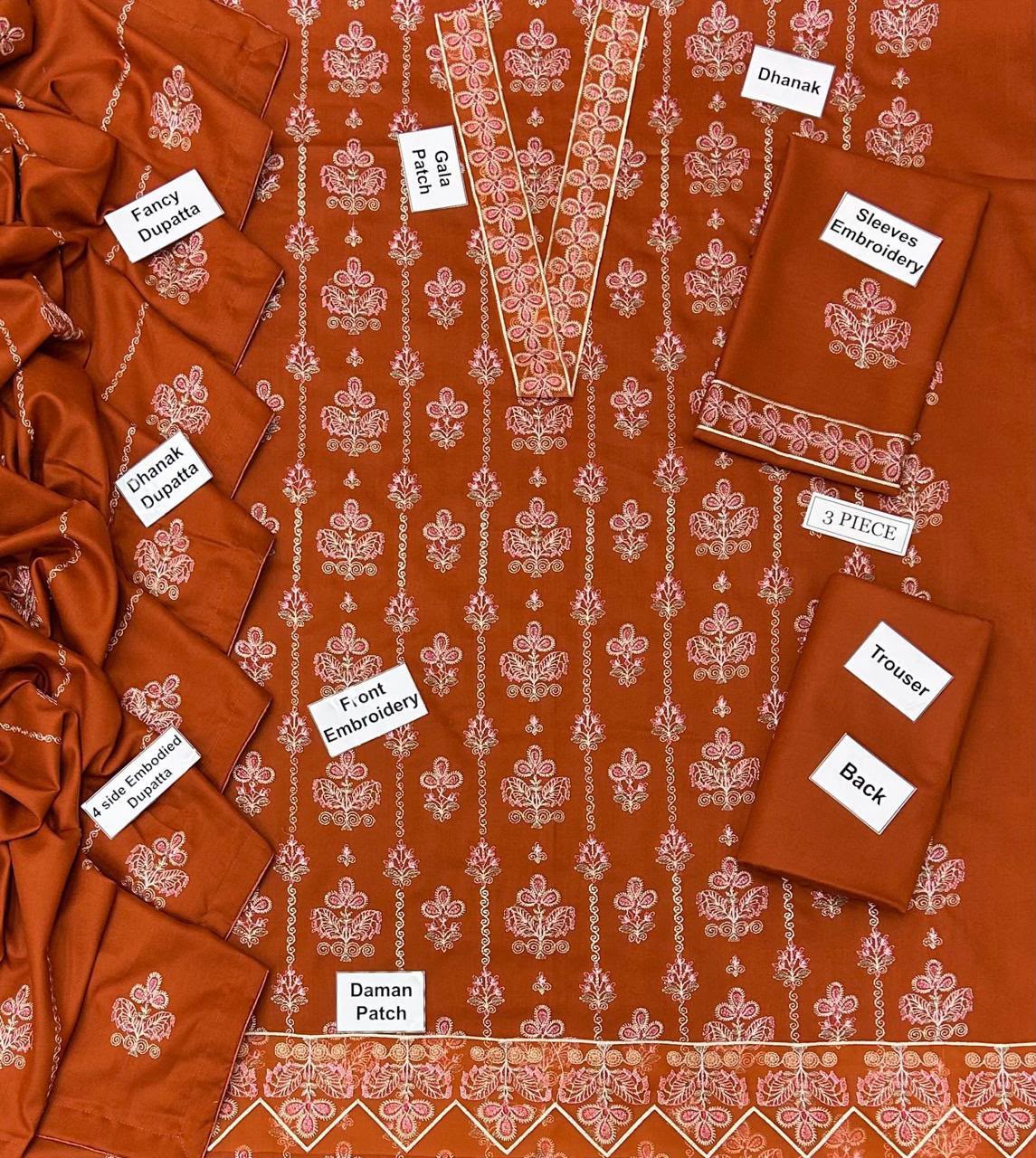 Bareeza Dhanak Embroidered 3 Piece | BA304