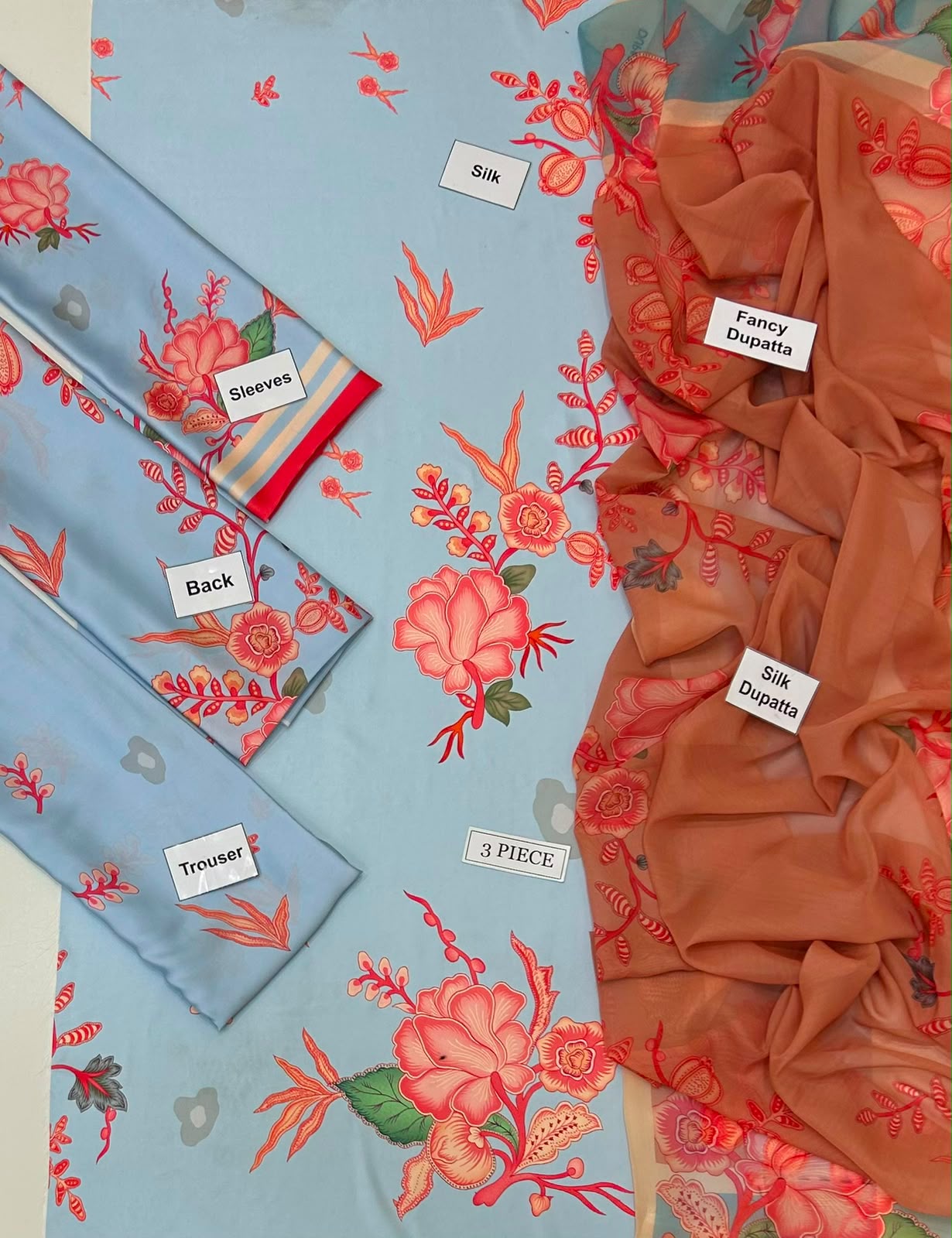 Maria B Silk Digital Printed 3 Piece | MB296