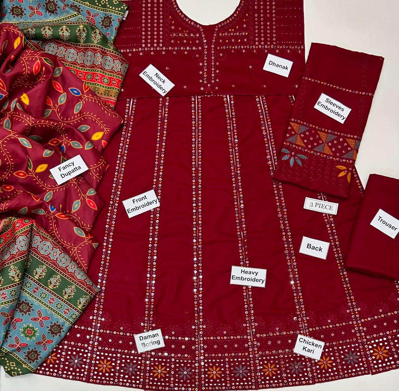 Jazmine Dhanak Embroidered 3 Piece | JE403