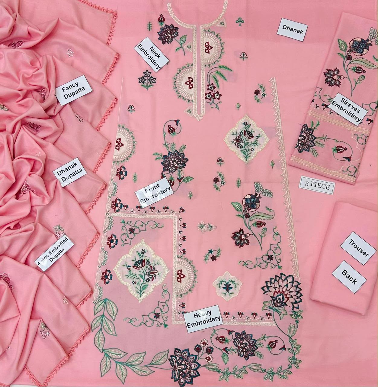 Bareeza Dhanak Embroidered 3 Piece | BA301