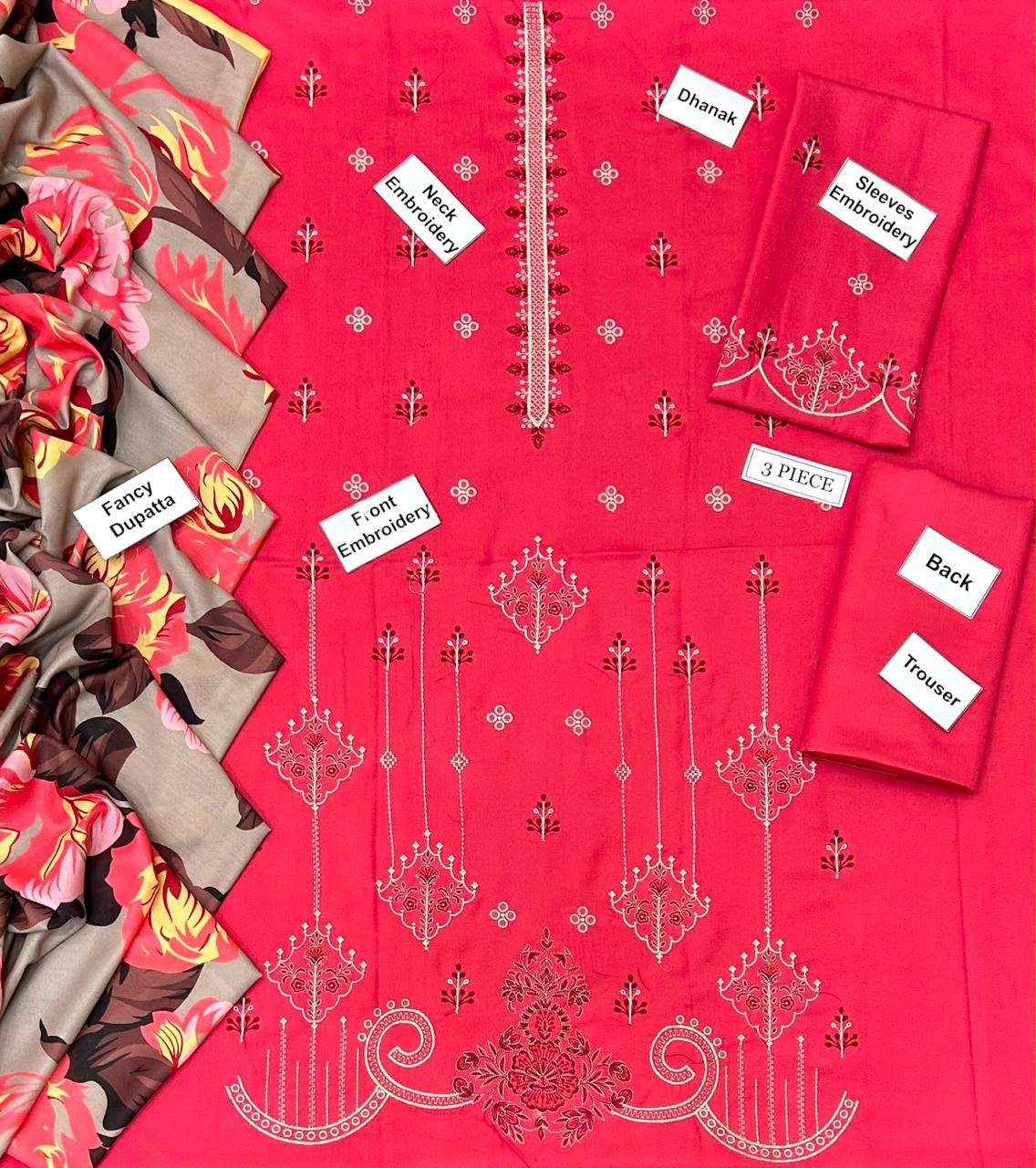Asling Dhanak Embroidered 3 Piece | AG303