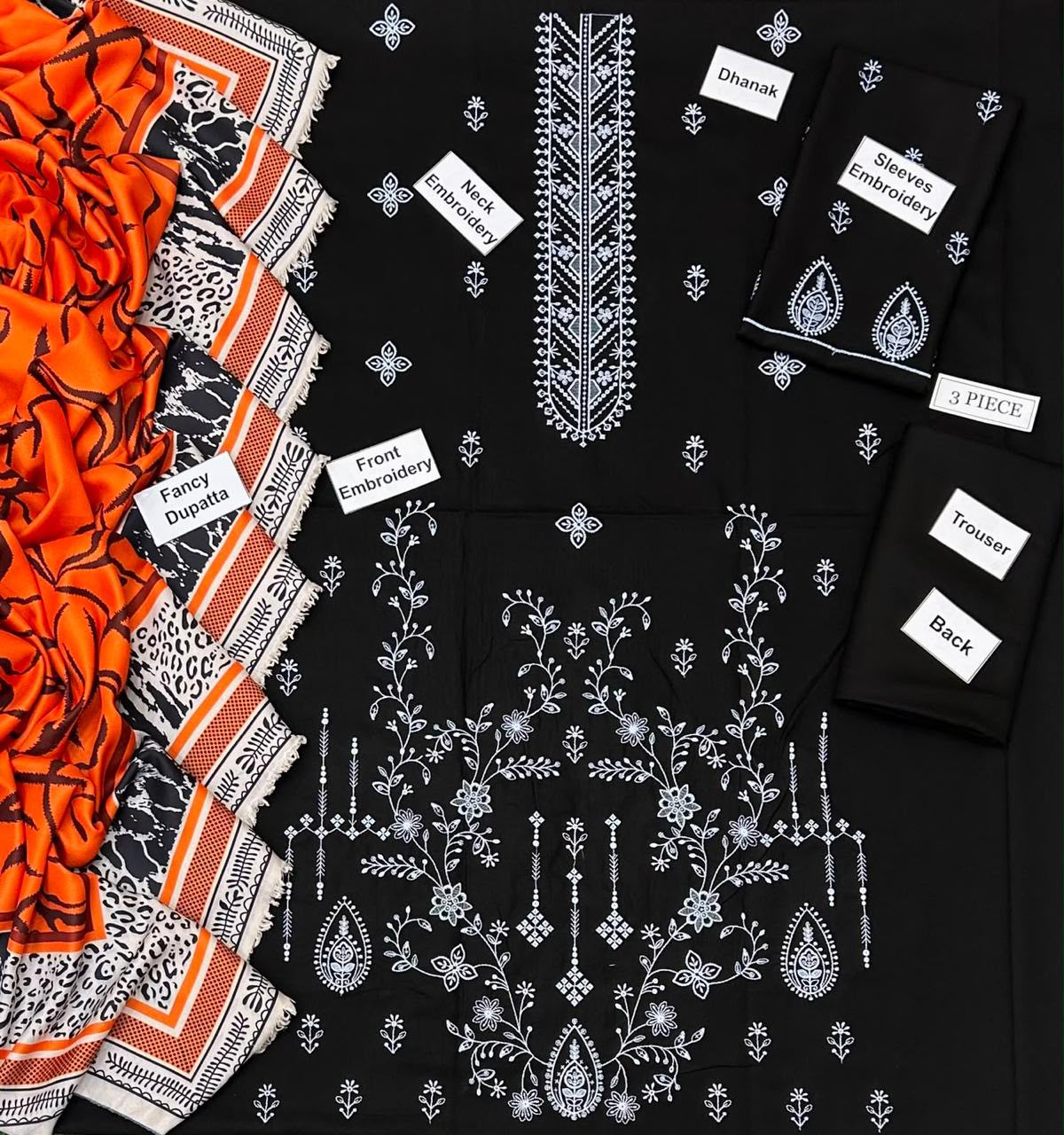 Asling Dhanak Embroidered 3 Piece | AG304