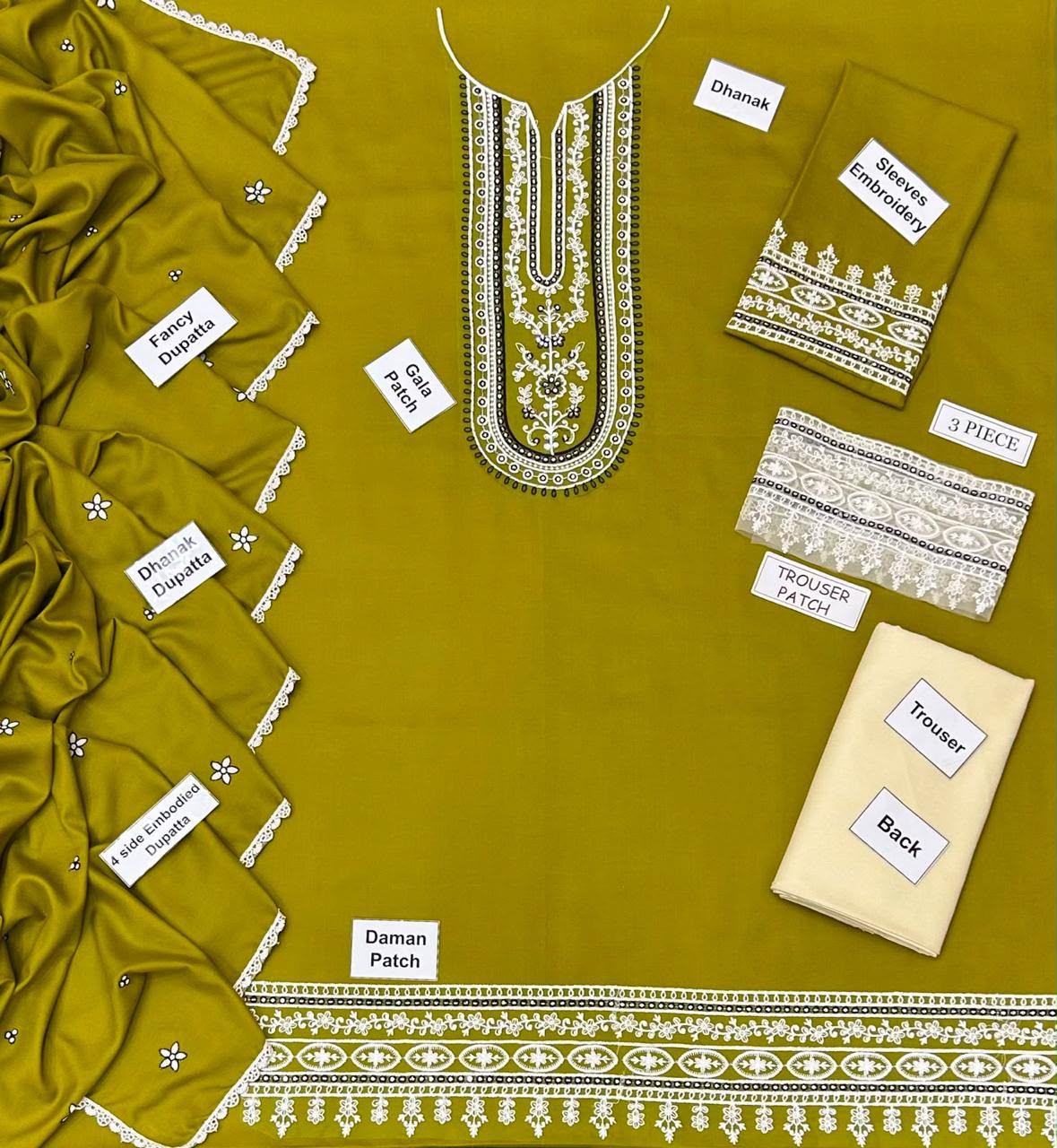 Sapphire Dhanak Embroidered 3 Piece | SE201