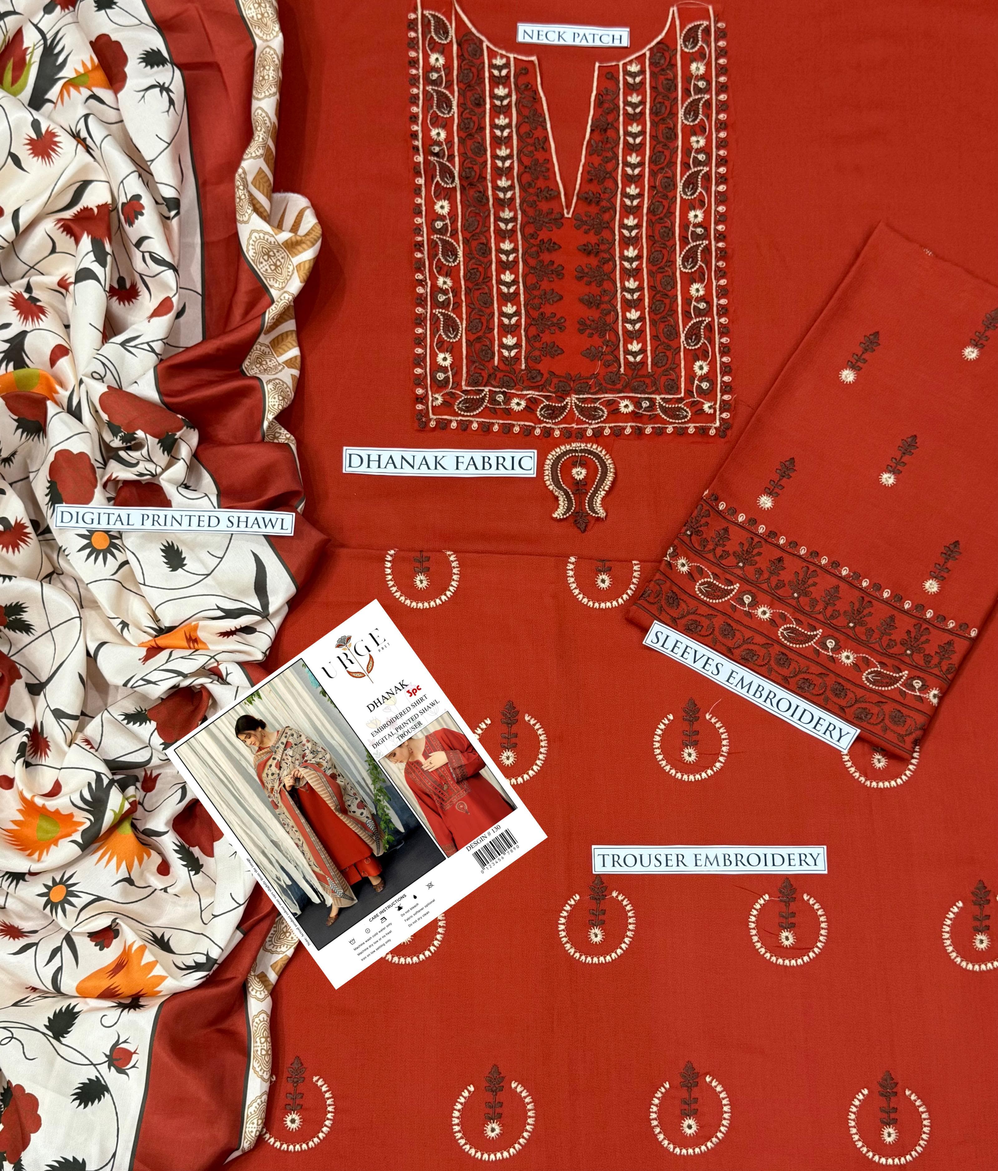 Aisling Dhanak Embroidered 3 Piece | AL105