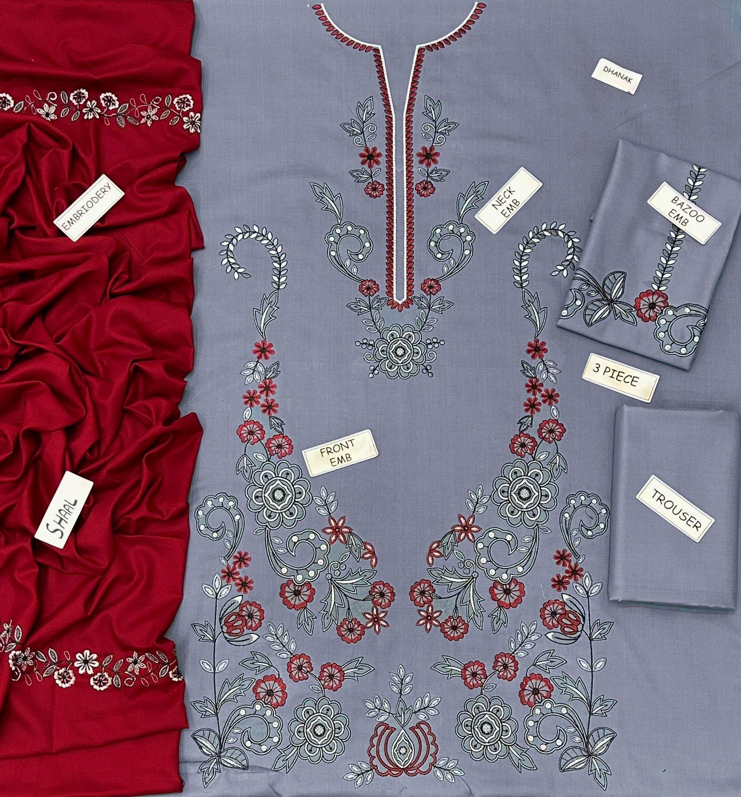 Zara Dhanak Embroidered 3 Piece | ZR118