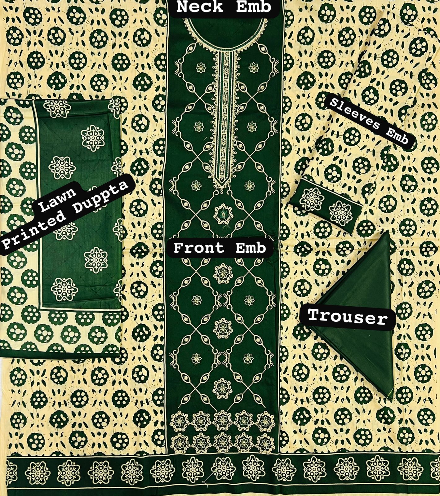 Asifa & Nabeel Lawn Embroidered 3 Piece | FL101