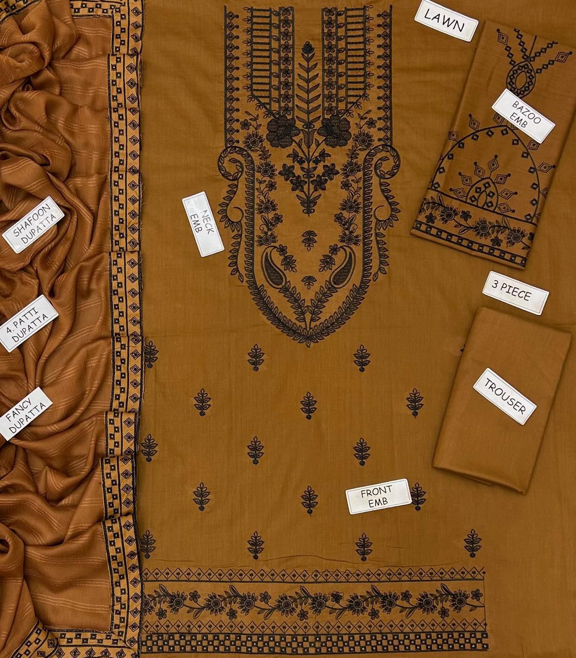 Libaas Lawn Embroidered 3 Piece | LS110