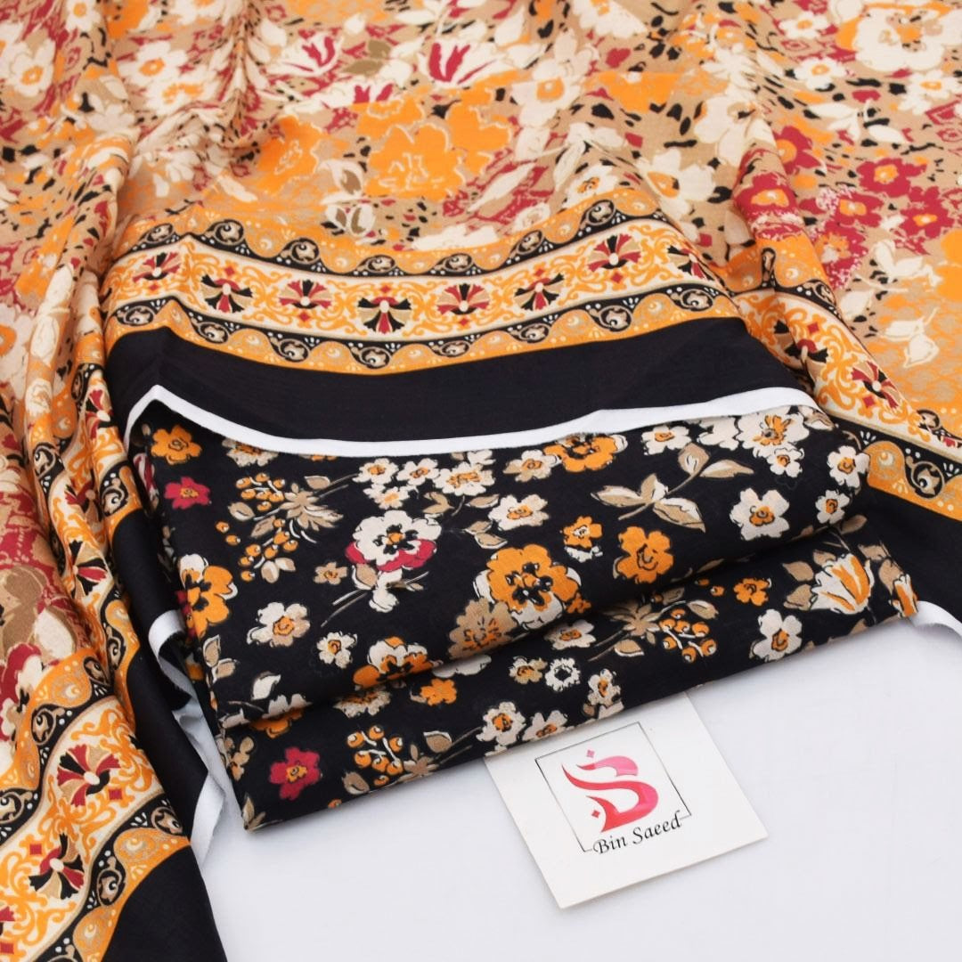 Bin Saeed Lawn Digital Printed 3 Piece | BS100