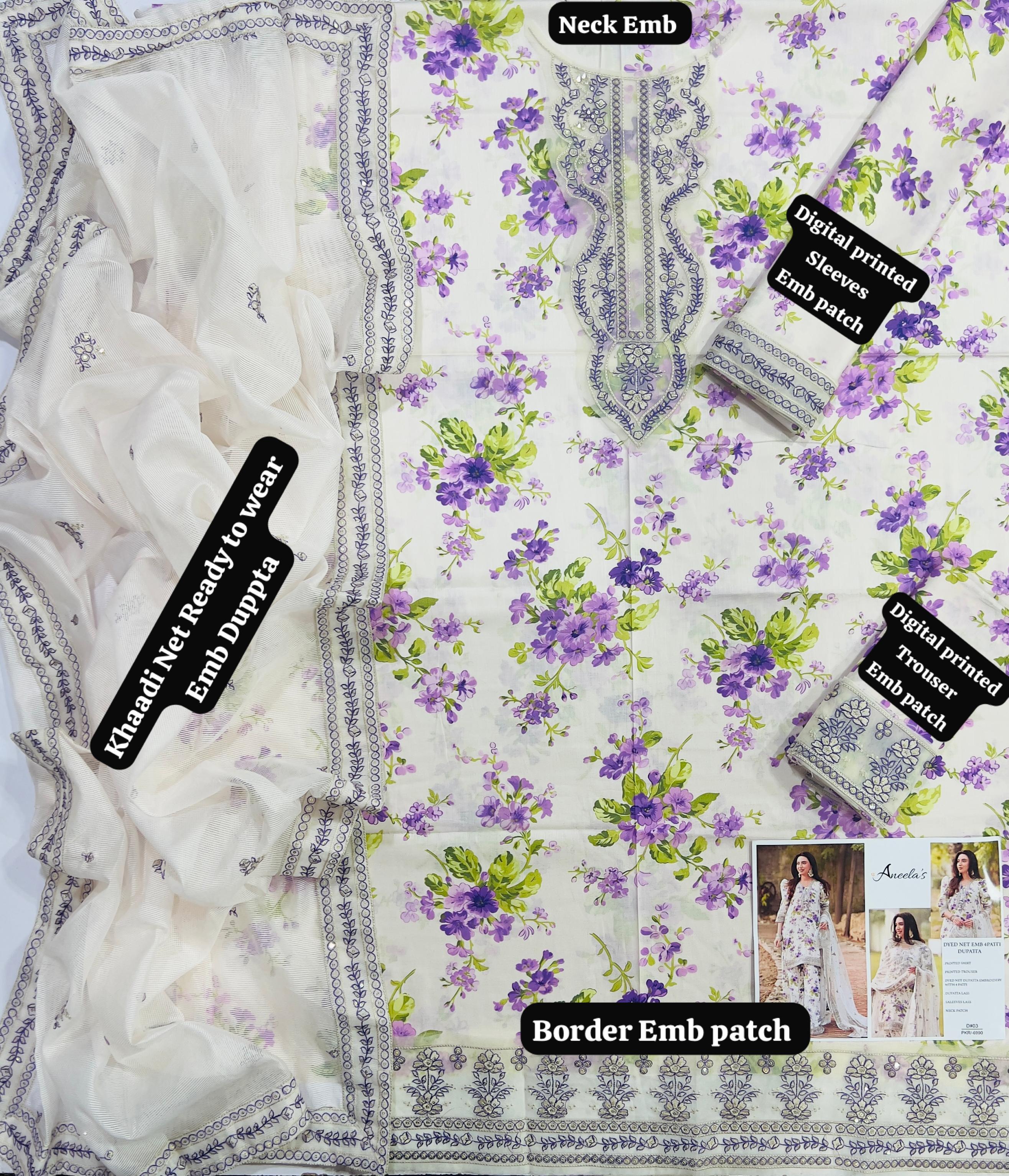 Aneela Lawn Embroidered 3 Piece | AN137