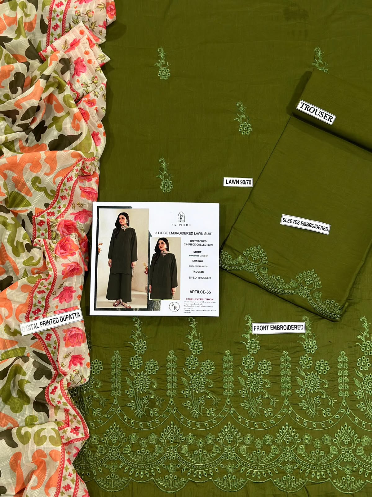 Charizma Lawn Embroidered 3 Piece | CZ104
