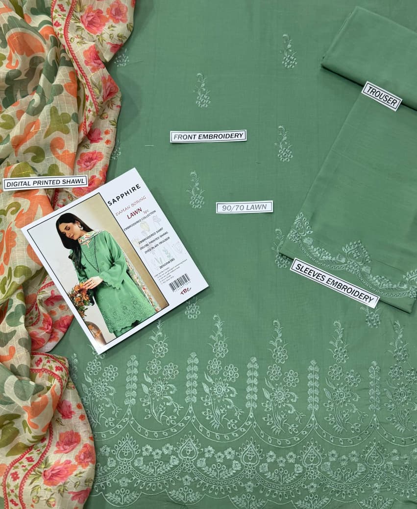Sapphire Lawn Embroidered 3 Piece | SP133