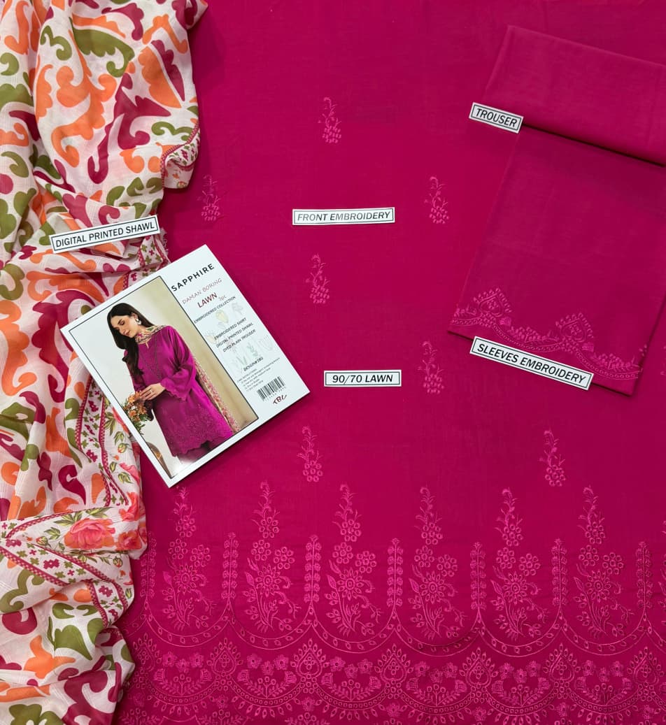Sapphire Lawn Embroidered 3 Piece | SP134