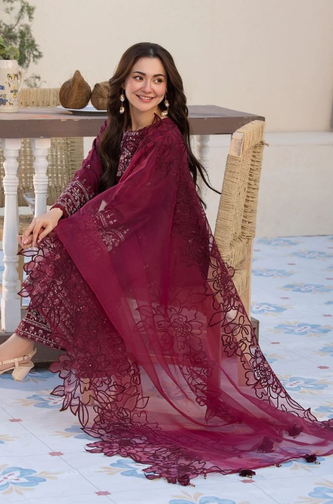 Qalamkar Dhanak Embroidered 3 Piece | QR100