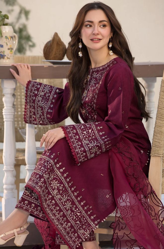 Qalamkar Dhanak Embroidered 3 Piece | QR100