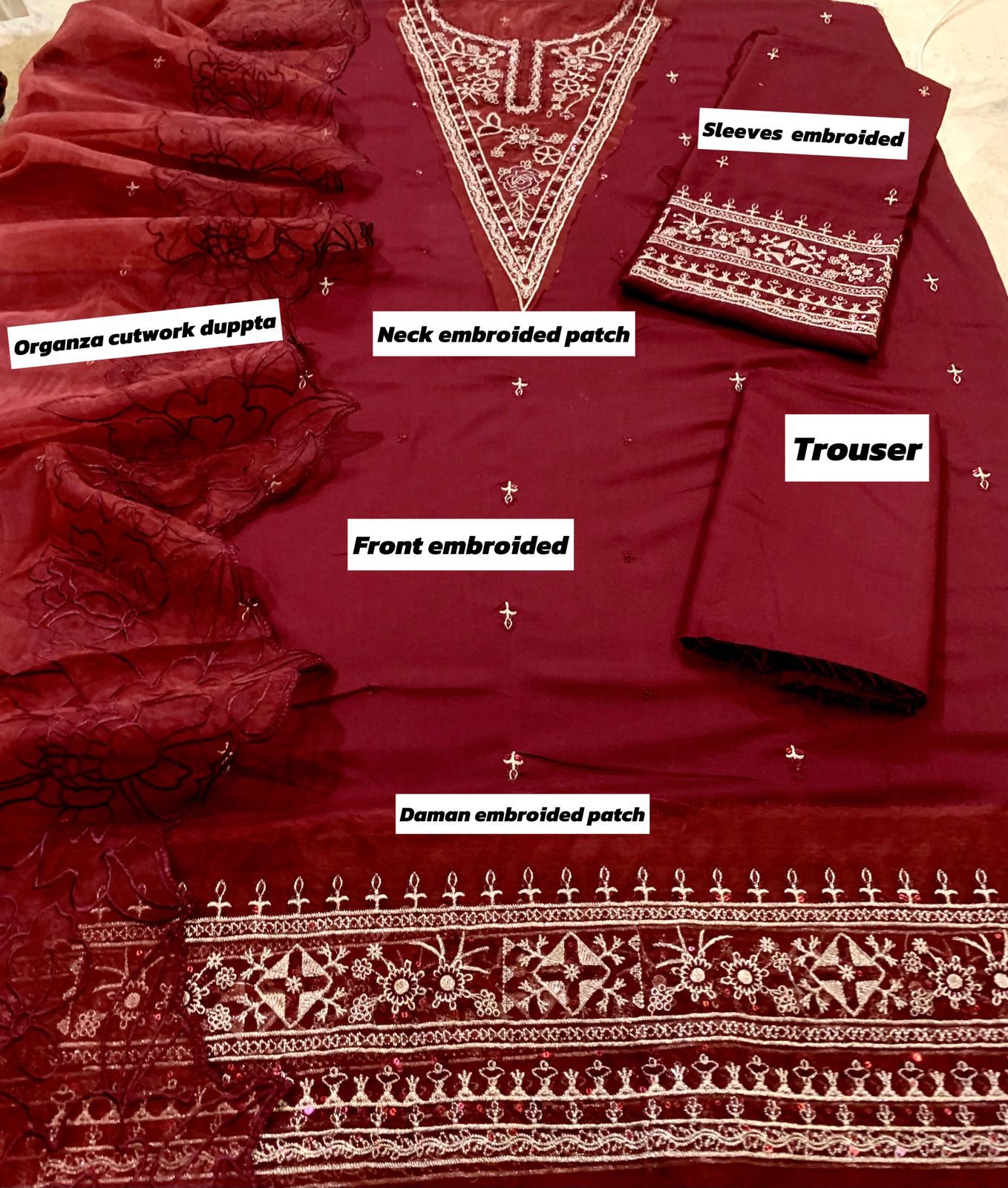 Qalamkar Dhanak Embroidered 3 Piece | QR100