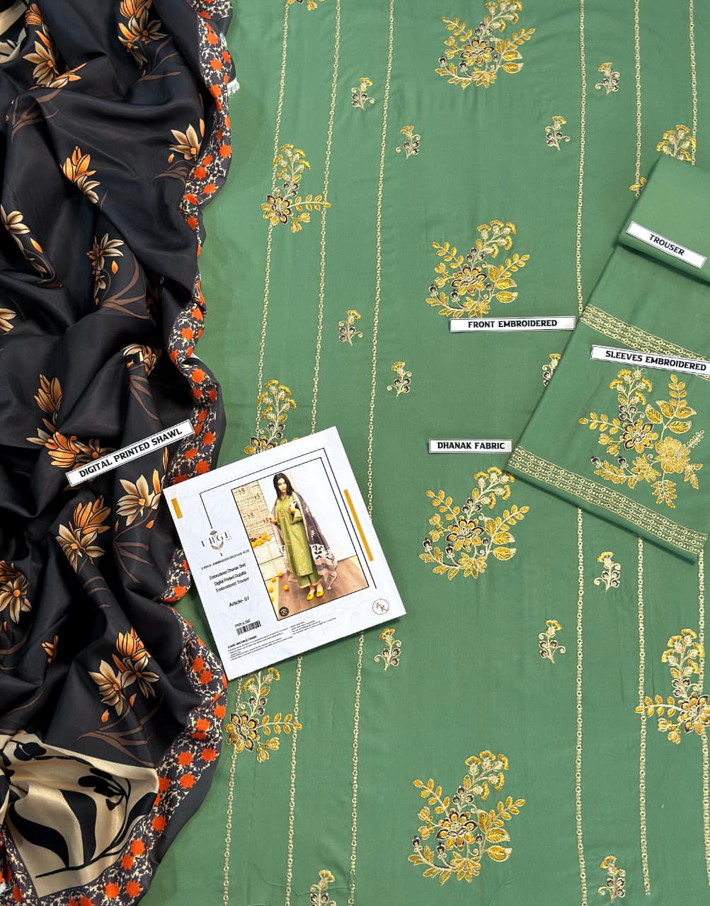 Urge Dhanak Embroidered 3 Piece | UG100