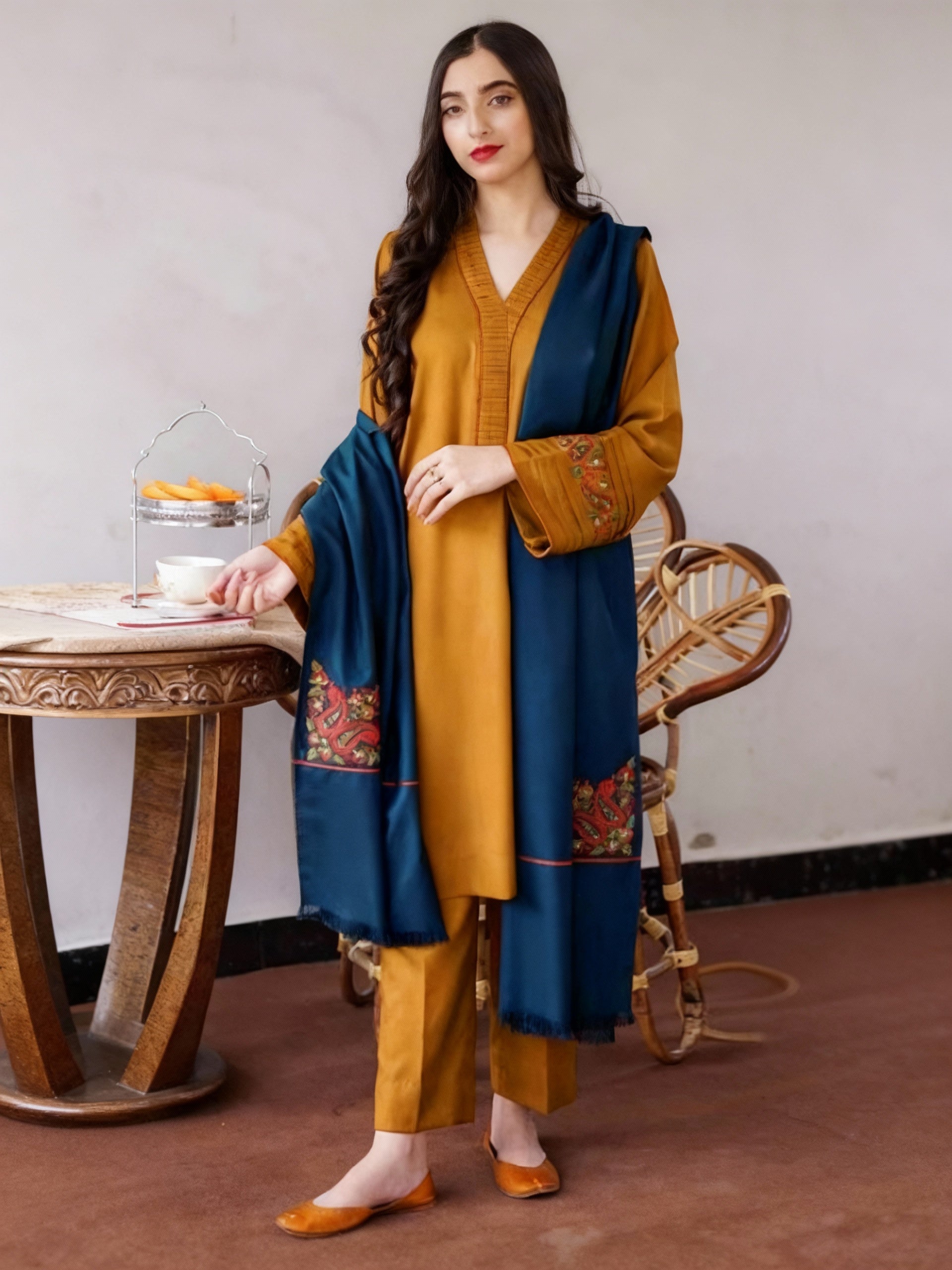 Aisling Dhanak Embroidered 3 Piece | AL151