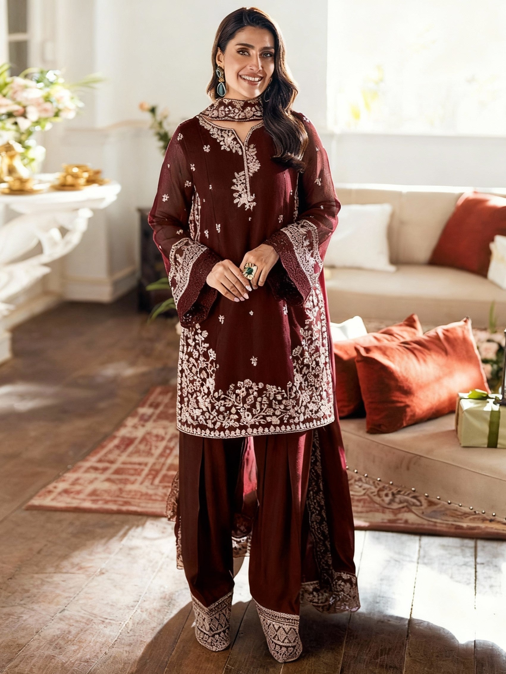 Aneela Dhanak Embroidered 3 Piece | AN111