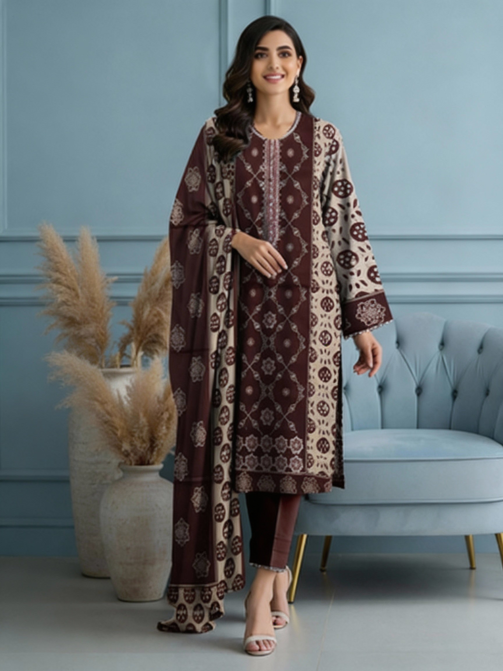 Asifa & Nabeel Lawn Embroidered 3 Piece | FL101