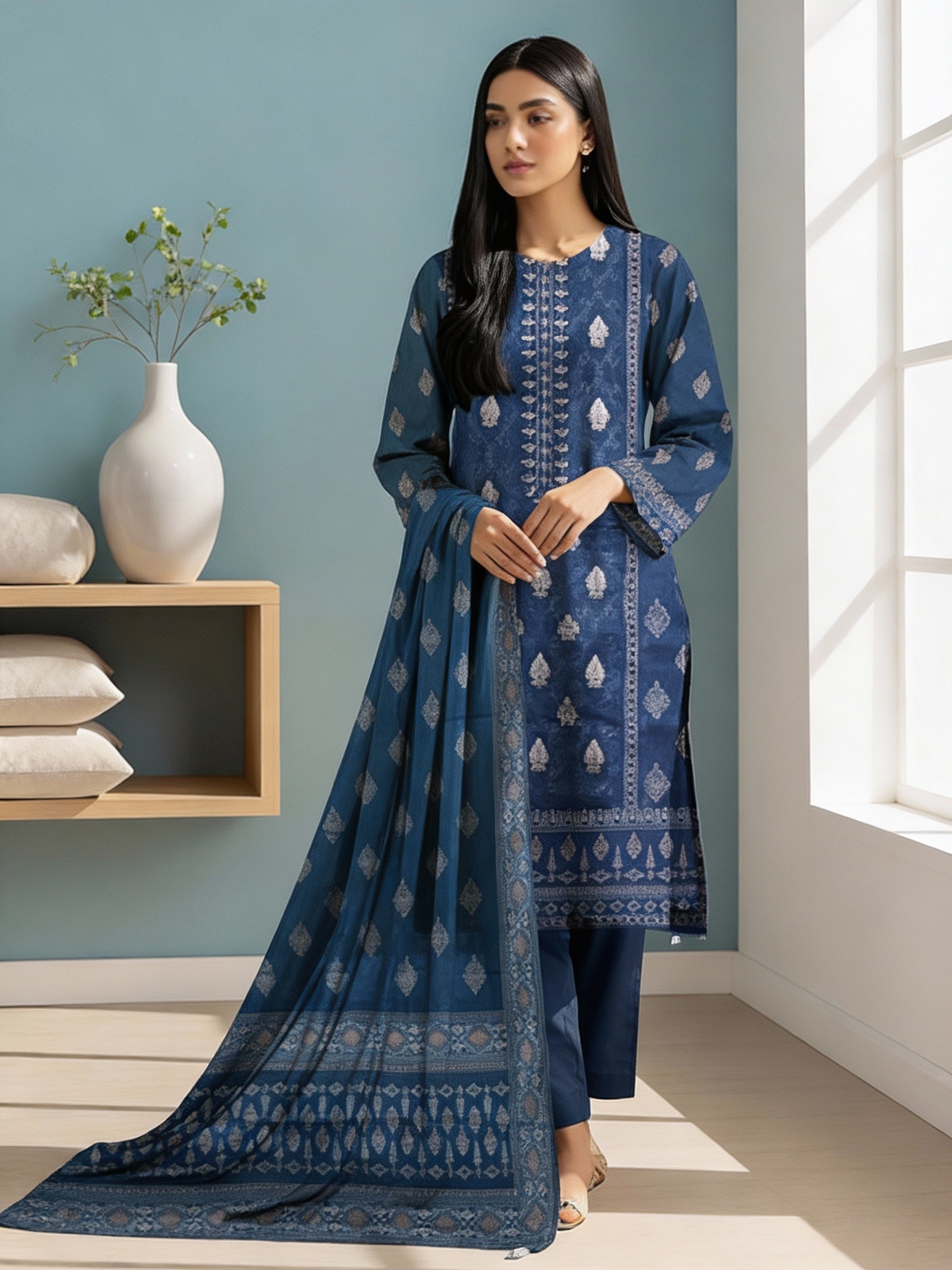 Asifa & Nabeel Lawn Embroidered 3 Piece | FL102