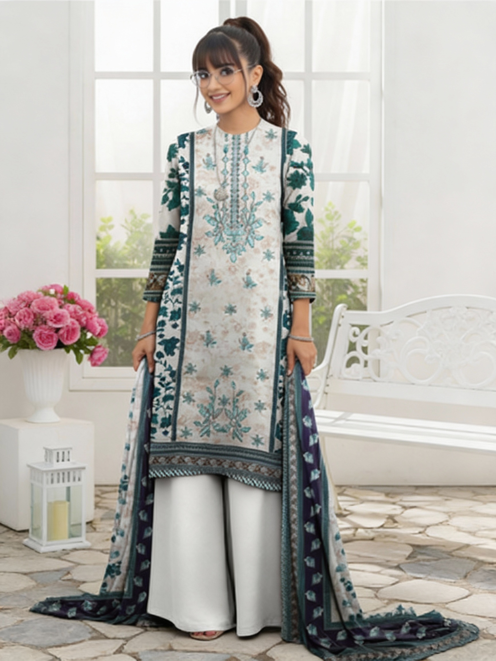 Asifa & Nabeel Lawn Embroidered 3 Piece | FL103