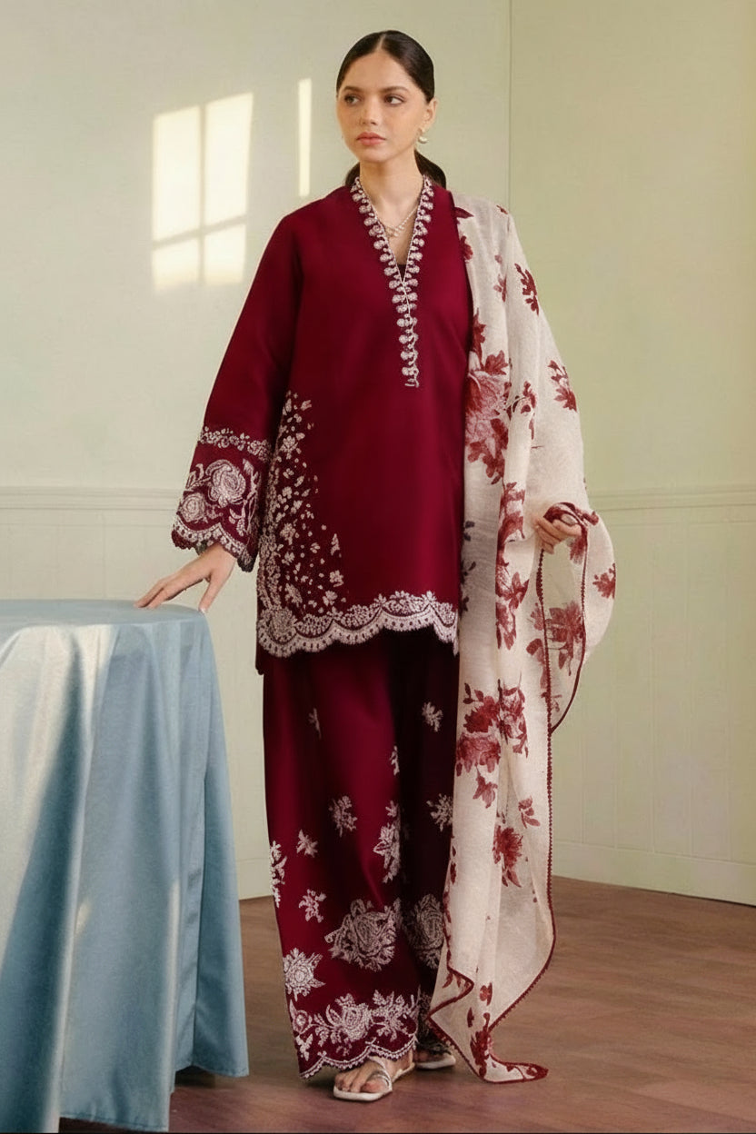 Zara Dhanak Embroidered 3 Piece | ZR100