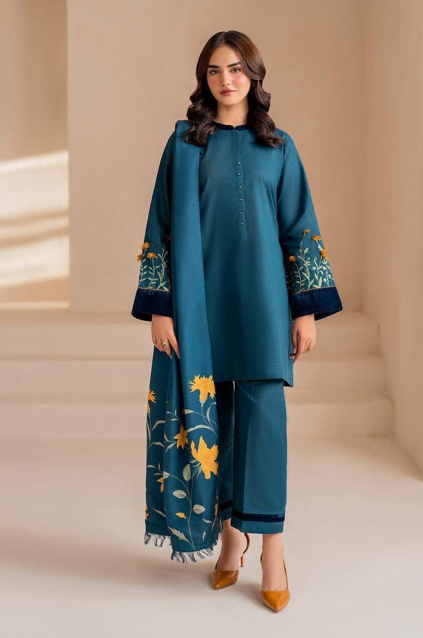 Baroque Dhanak Embroidered 3 Piece | BQ116